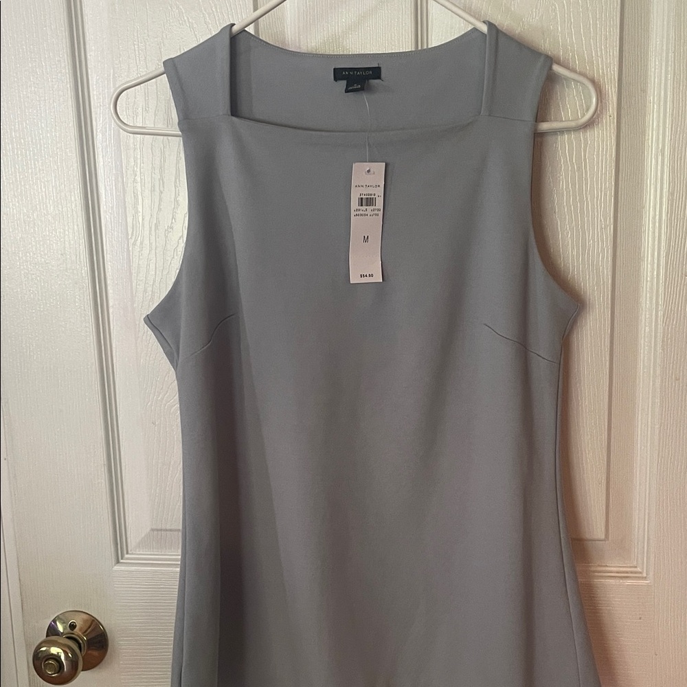 Ann Taylor Lavender Gray Sleeveless Square-Neck Dress